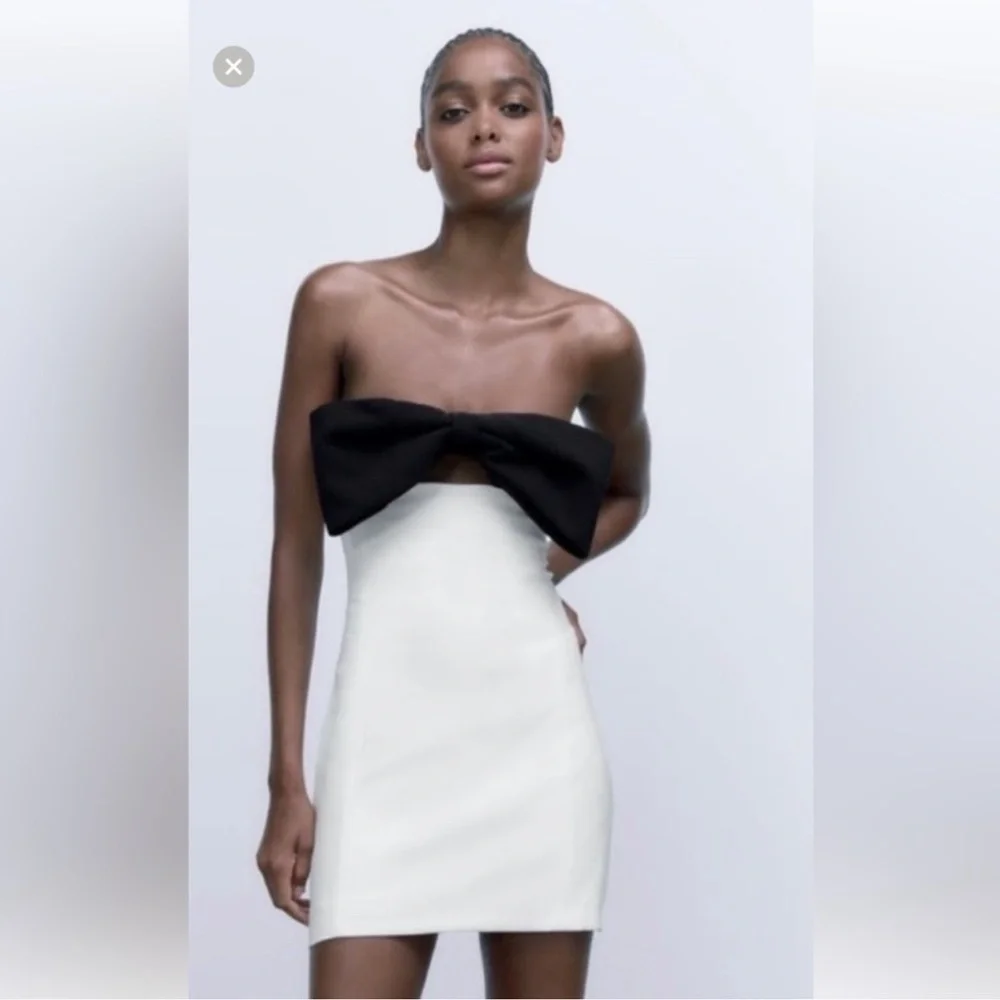 Zara Black Bow Mini dress Size Medium NWT Bloggers Favorite - Picture 11 of 12
